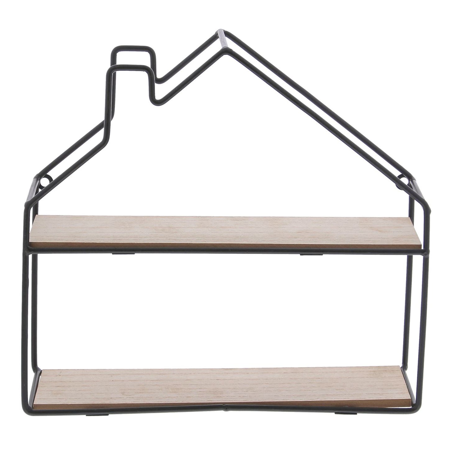 2-traps huis in zwart metaal en naturel hout medium