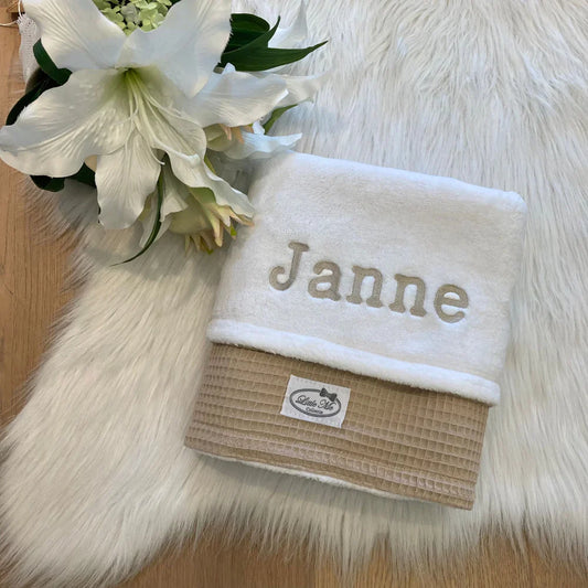Wiegdeken winter Warm wafel beige/wit