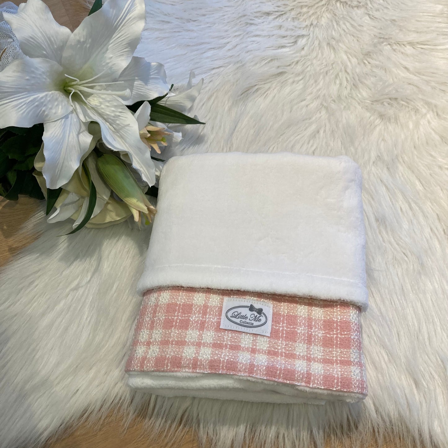 Winterdeken Classic Tartan pink/wit