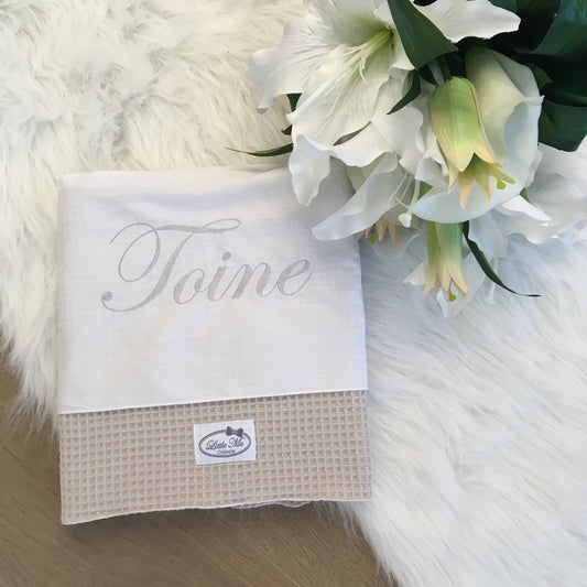 Warm Wafel Lakentje met naam | Gepersonaliseerde | Warm sand