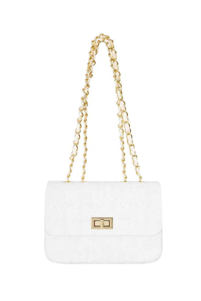 Bag stitching gold and white details