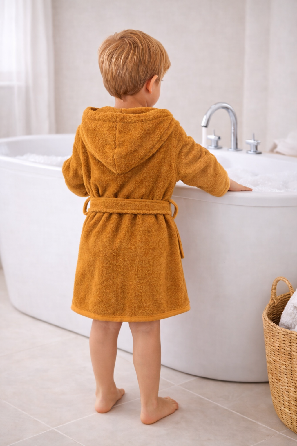 Baby badjas met naam | Gepersonaliseerde | golden ocher