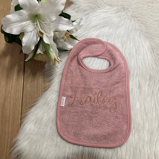 Slab met naam | Gepersonaliseerde baby slab katoen | Vintage Rose