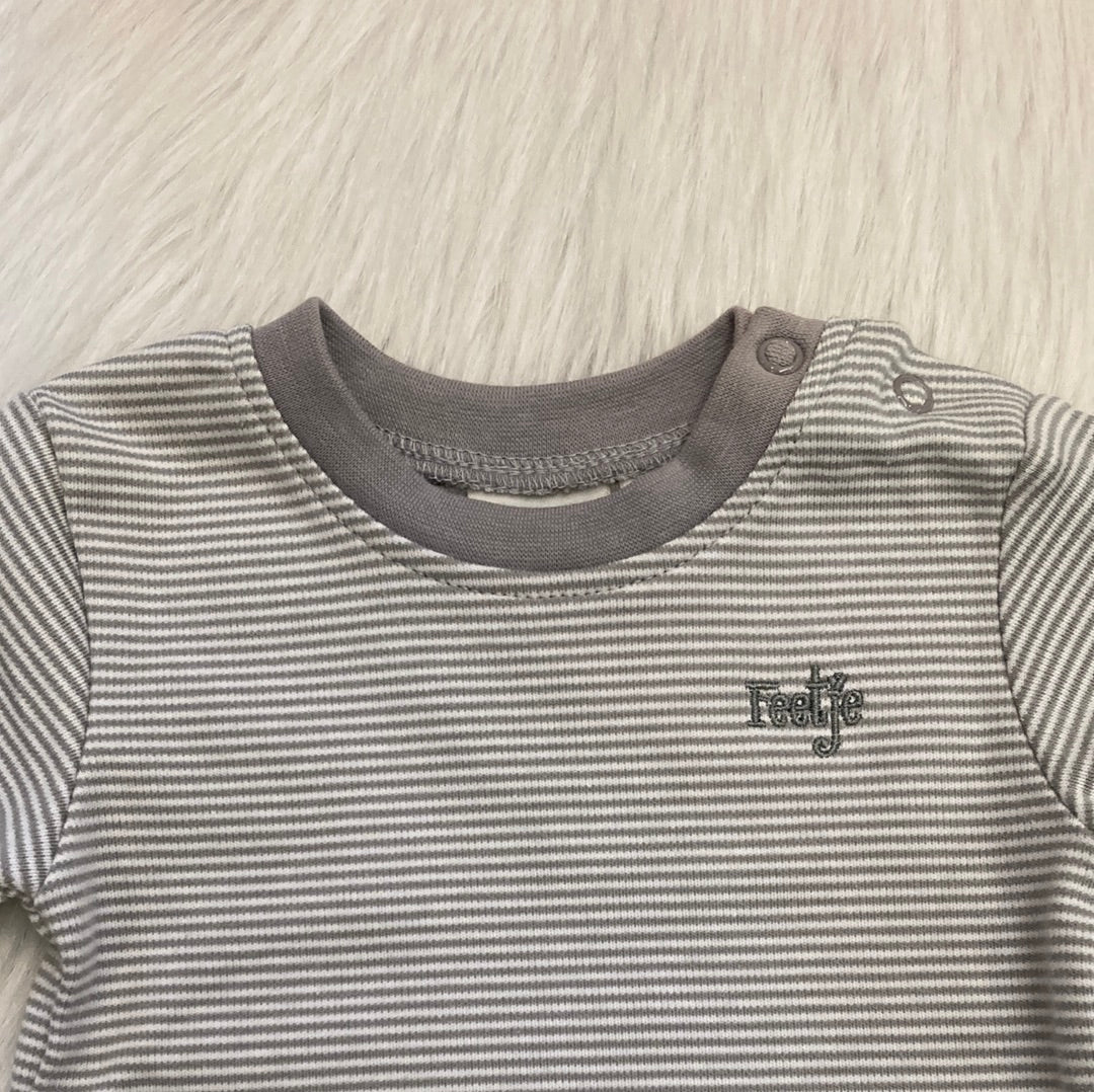 T-shirt streep grijs/wit