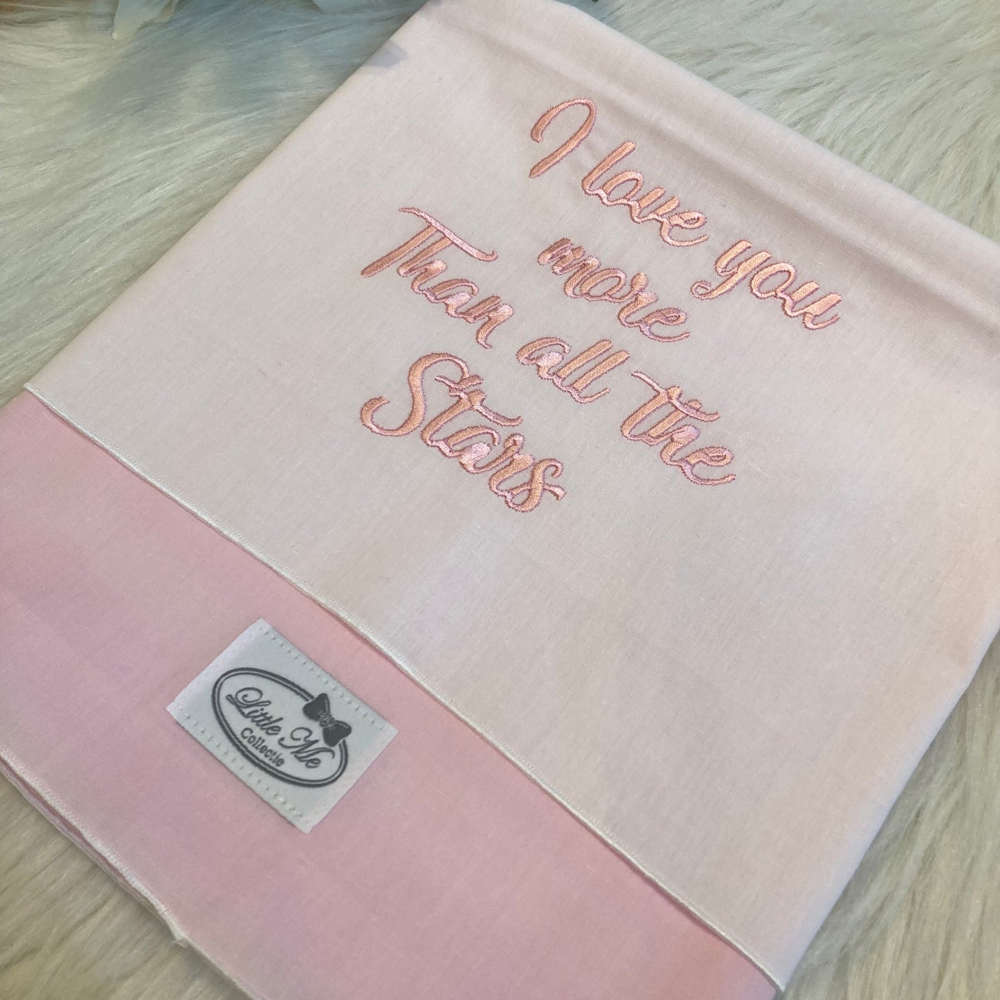 Laken Basic lichtroze I love you more than all the stars (70x100cm)