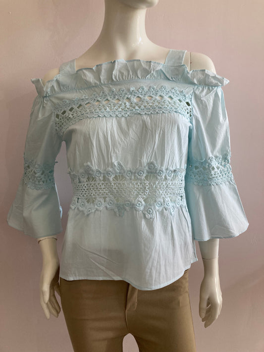 Blue hooked blouse top