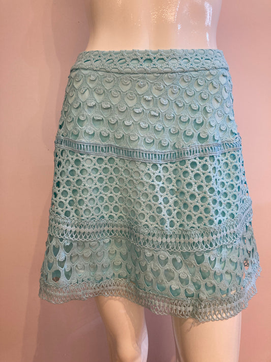 Skirt turquoise crochet lined