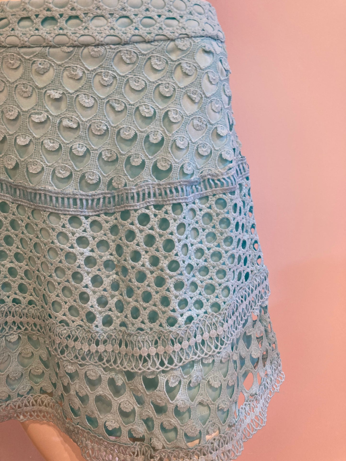 Skirt turquoise crochet lined