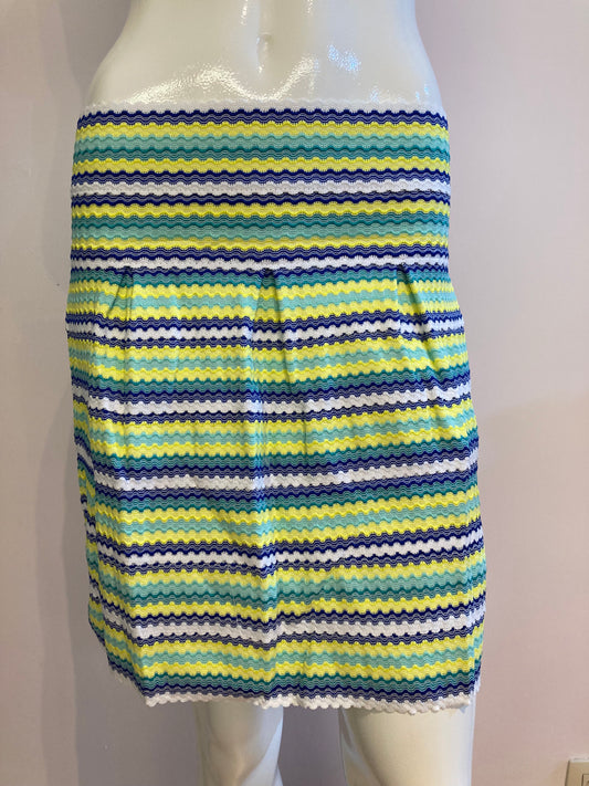 Green striped skirt with pleats and back closure