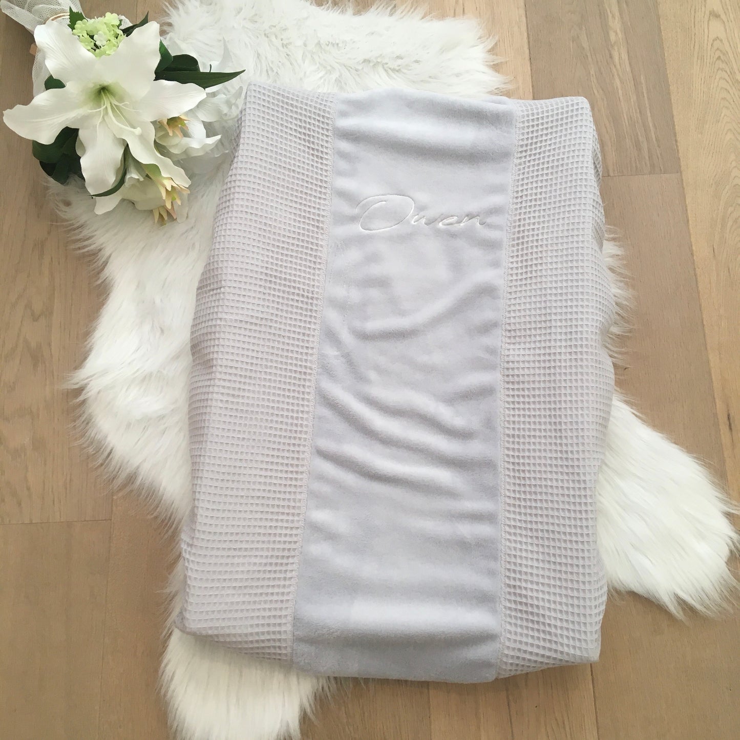 Hoes verzorgingskussen wafel grijs /fleece grijs