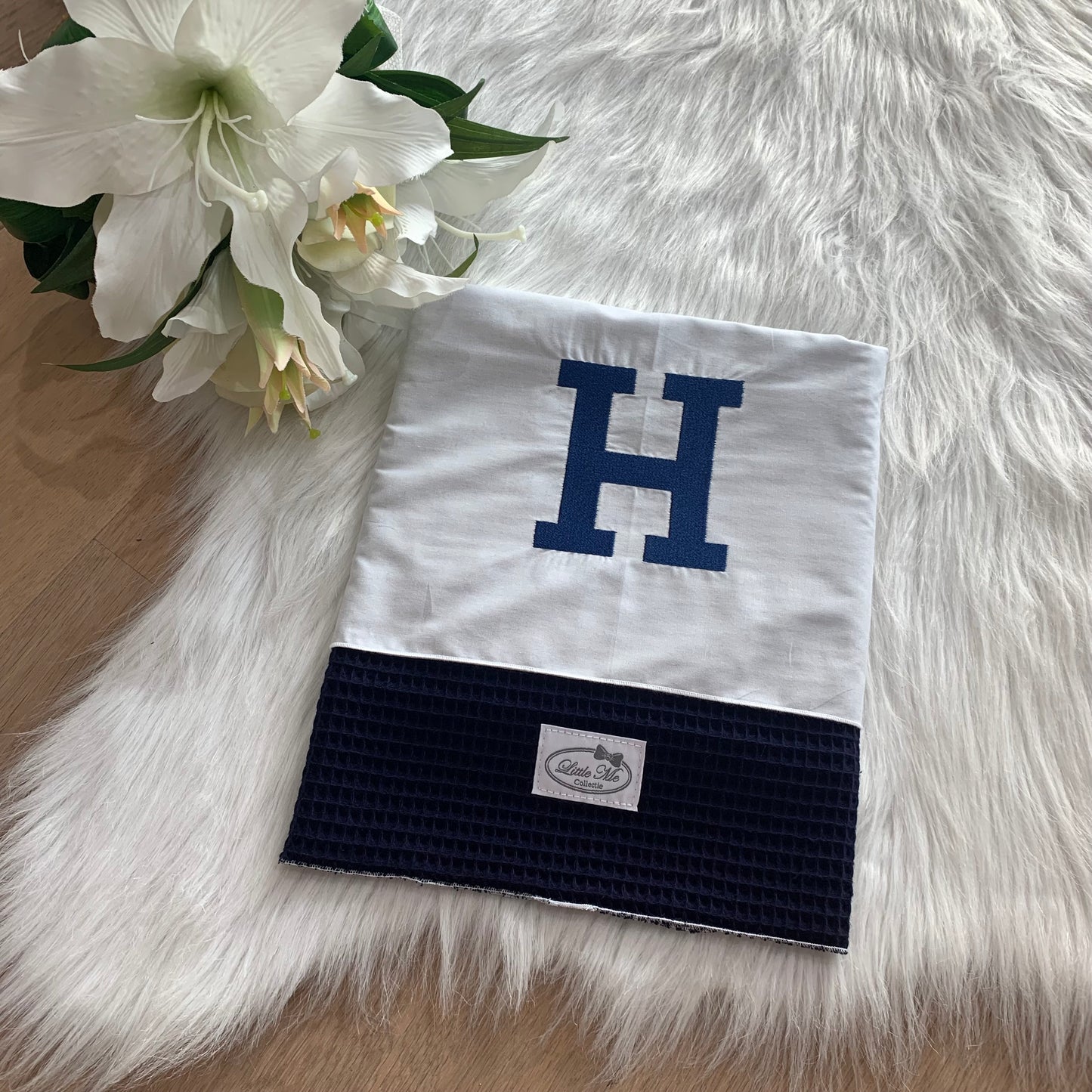 Laken wafel Navy(75x100cm)