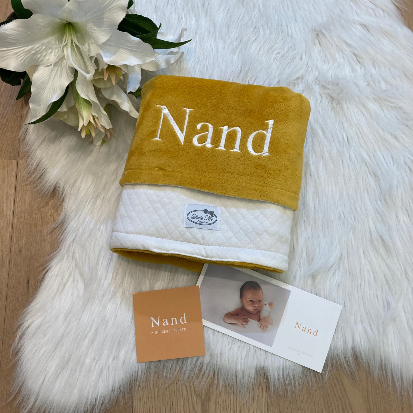 Winterdeken sweet diamond oker fleece (75x100cm)