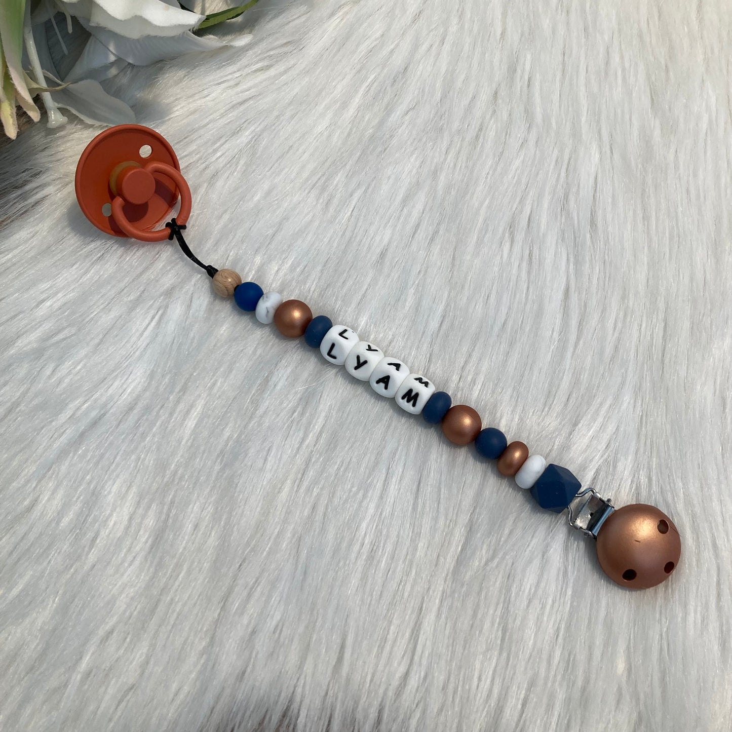 Speenkoord marine blauw/koper