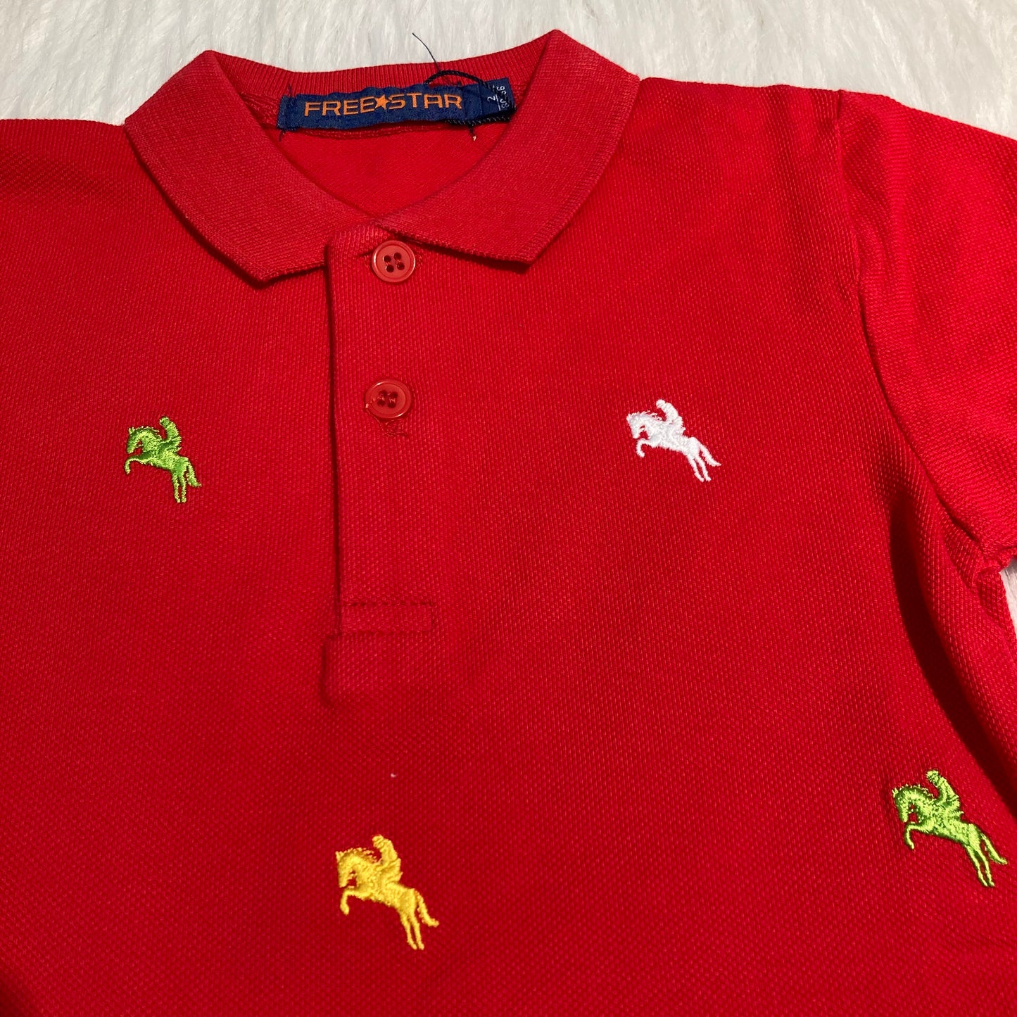 Polo Broderie rood