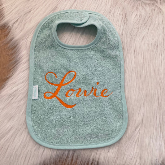 Slab met naam | Gepersonaliseerde baby slab katoen | Soft mint