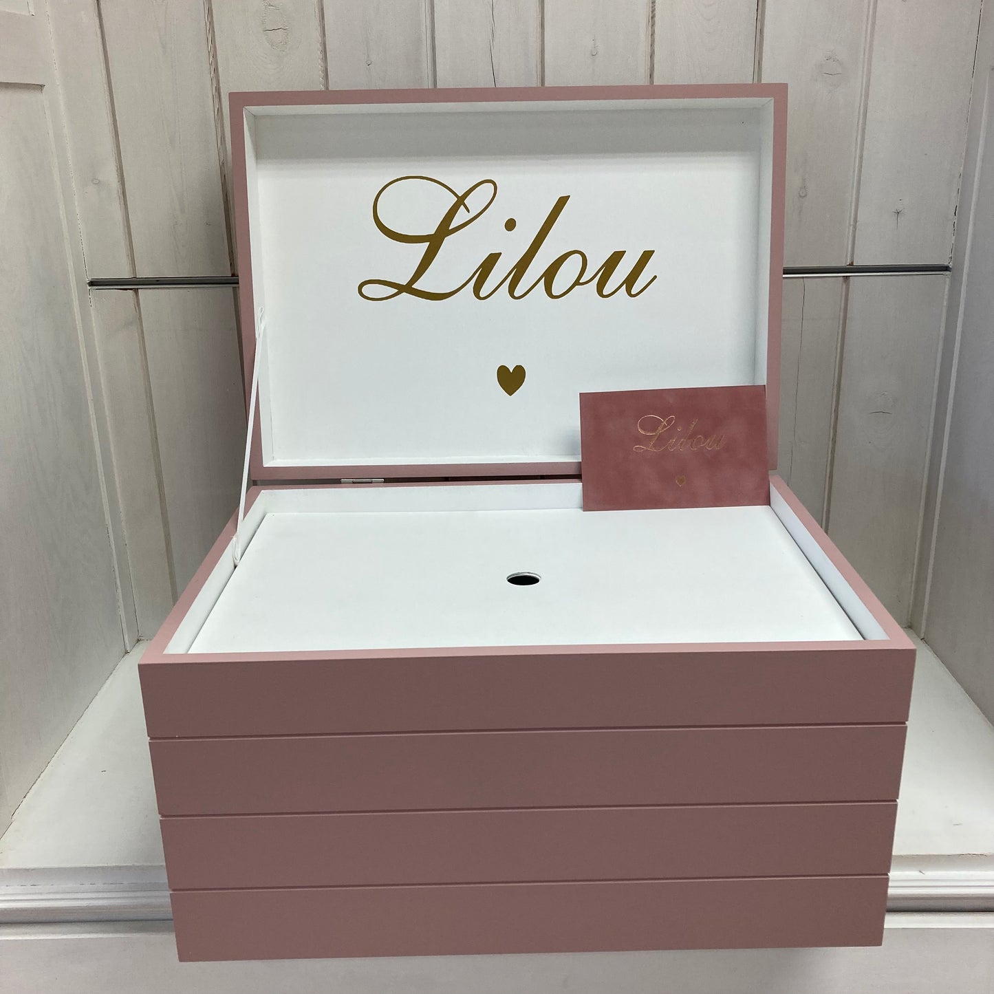 Doopsuiker- Speelkoffer met lijnen oud roze