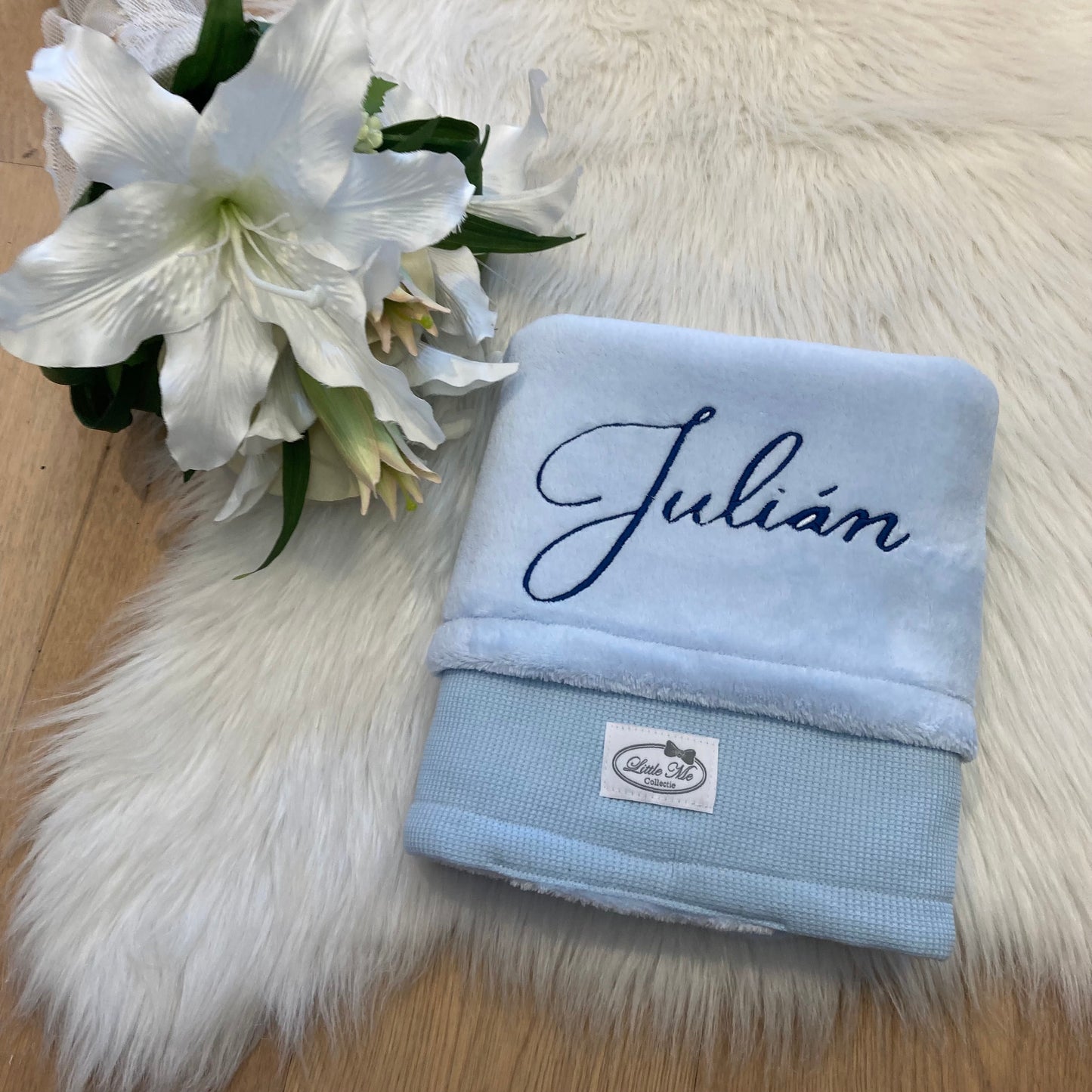 Winterdeken jersey warm wafel Lichtblauw