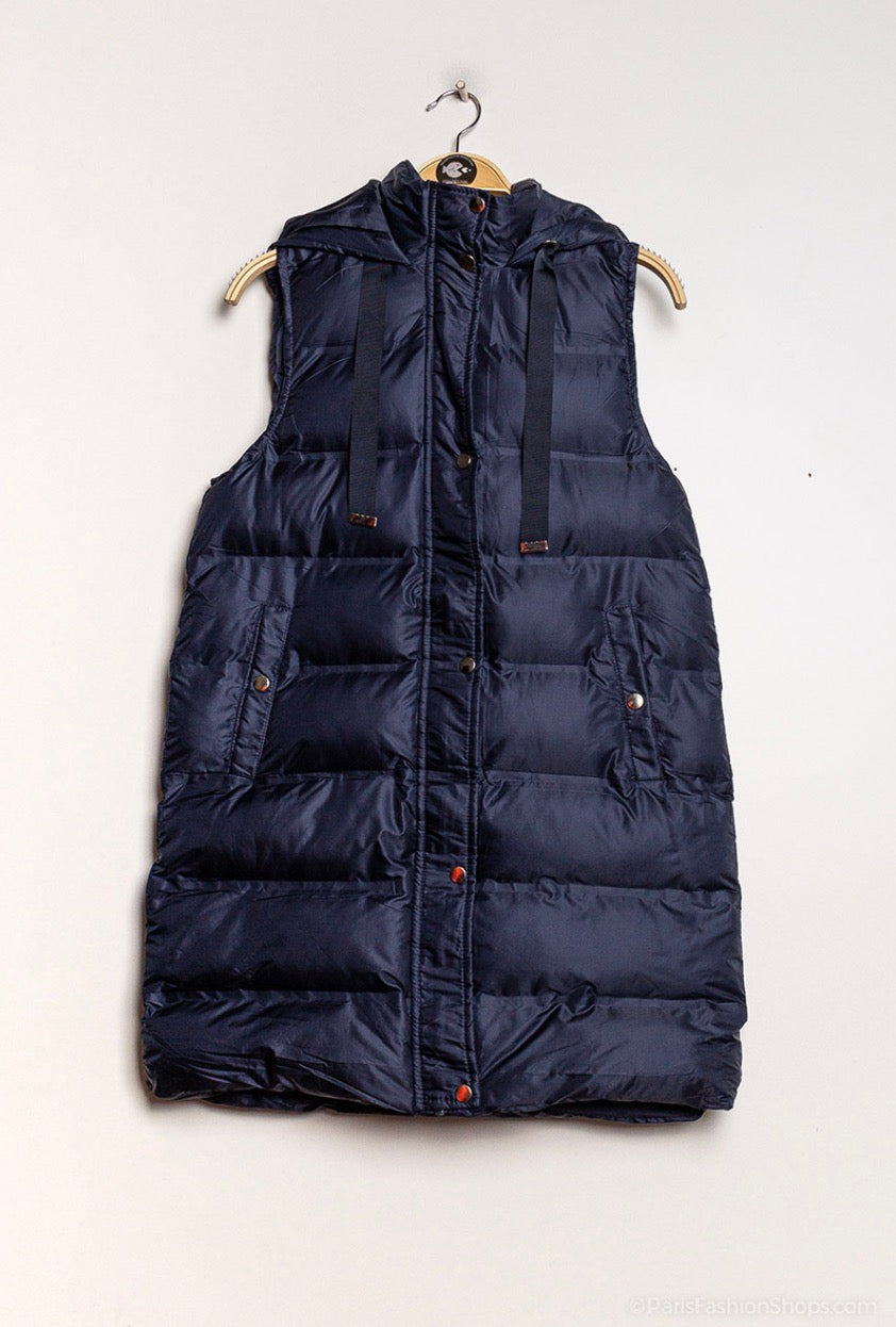 Sleeveless puffer jacket with hood Marine Blauw