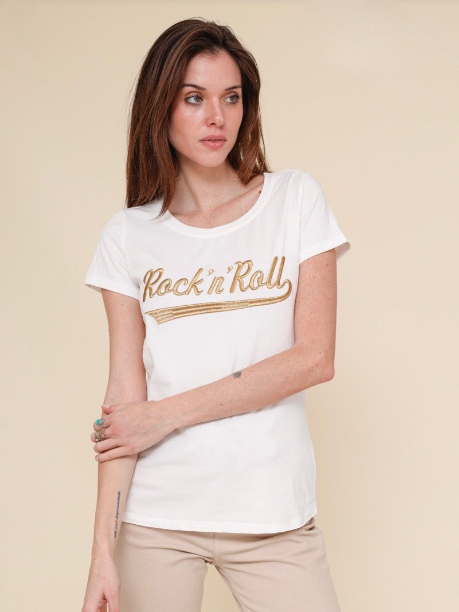 T-shirt Rock and roll goud