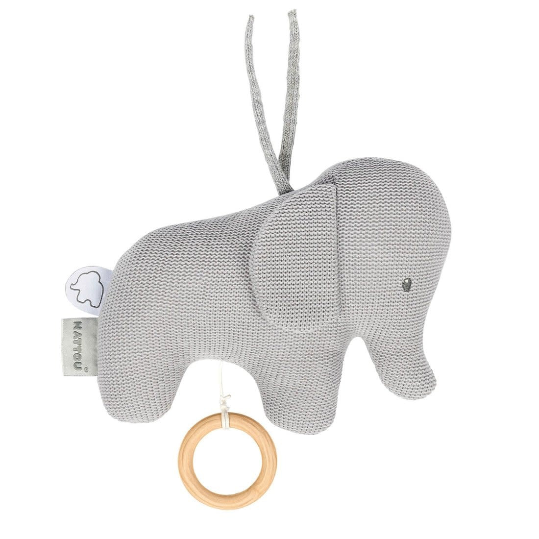 Tembo muziektrekker tricot grijs 20cm