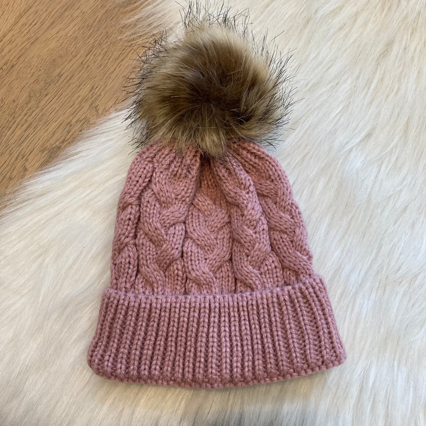 Casual babymuts oud roze enkele pompom