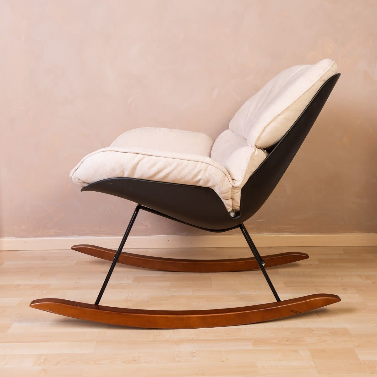 Rocking Schommelstoel Lounge - Zwart/Ecru