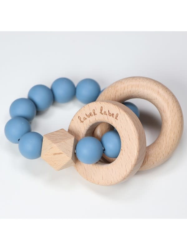 Label Label - Teether Silicone & Wood - Beads - Blue