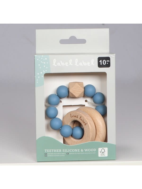 Label Label - Teether Silicone & Wood - Beads - Blue