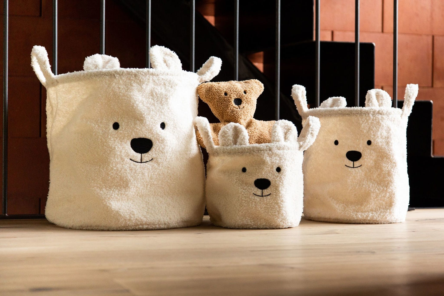 Opbergmand - 25x20x20 Cm - Teddy - Ecru