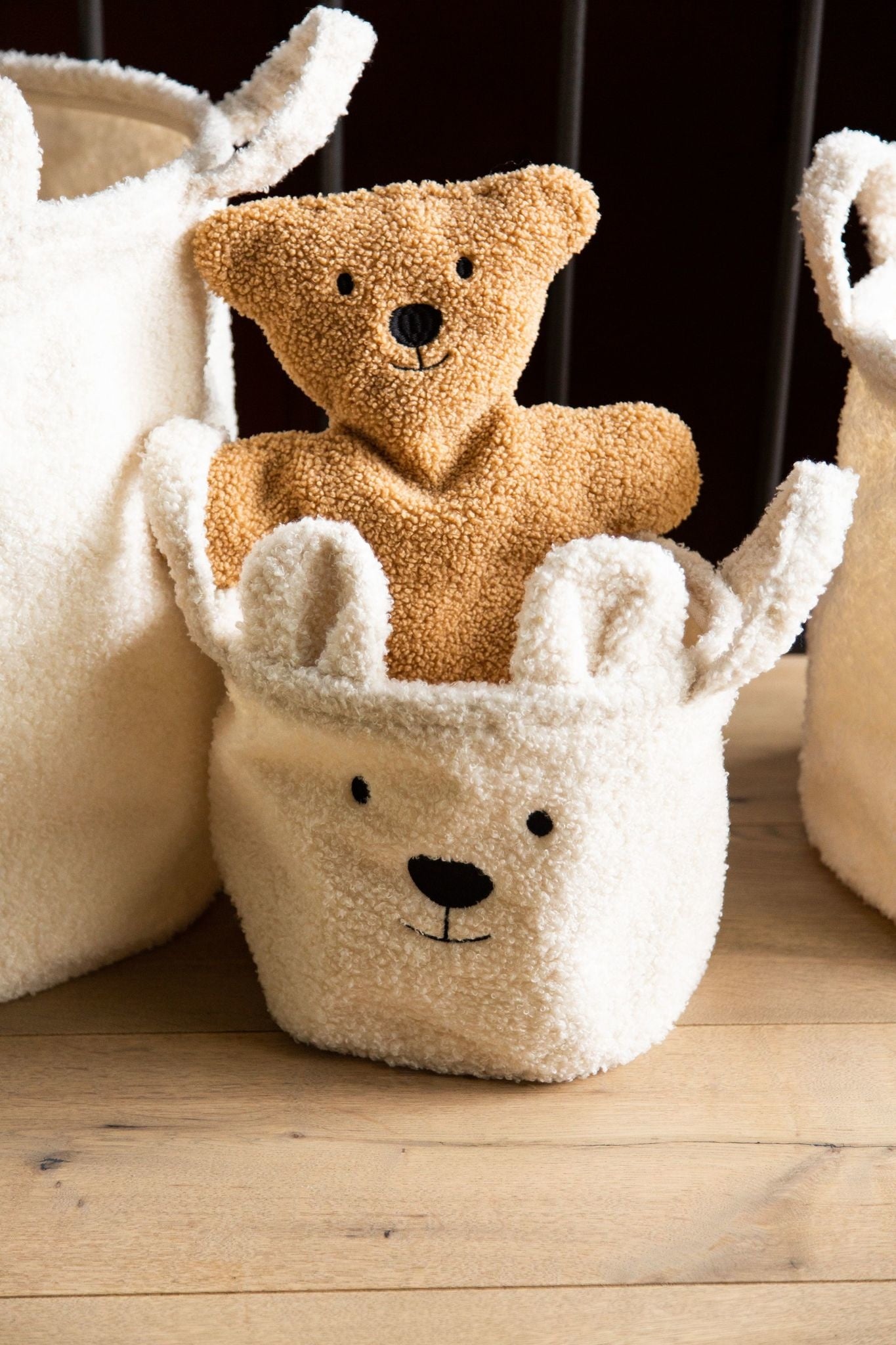 Opbergmand - 25x20x20 Cm - Teddy - Ecru