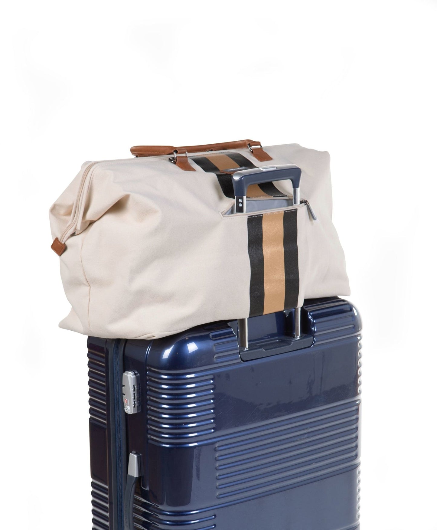 Mommy Bag Verzorgingstas - Ecru Strepen Zwart/Goud