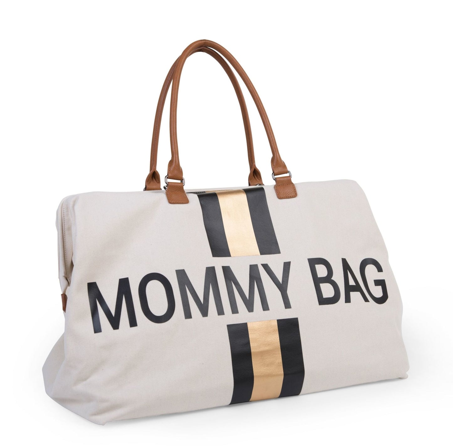 Mommy Bag Verzorgingstas - Ecru Strepen Zwart/Goud