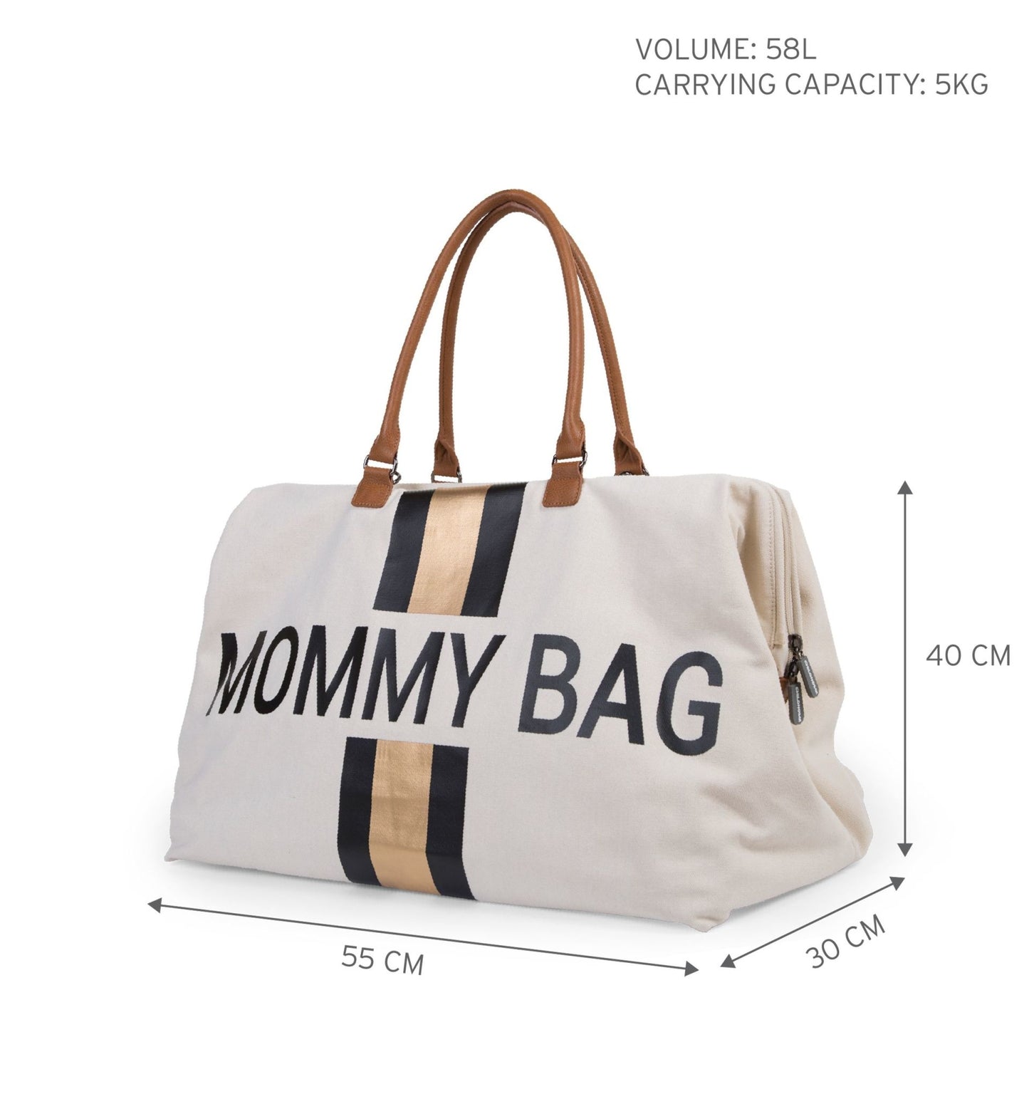 Mommy Bag Verzorgingstas - Ecru Strepen Zwart/Goud