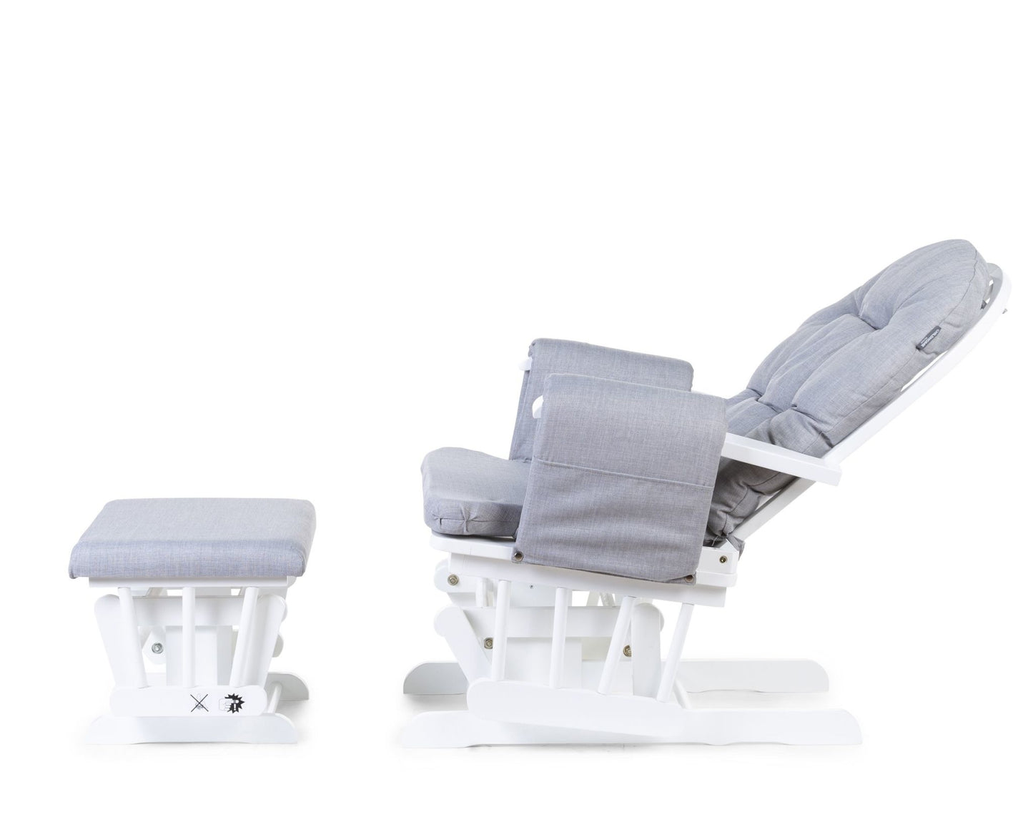 Gliding Chair Schommelstoel Rond Met Voetsteun - Hout Canvas - Grijs