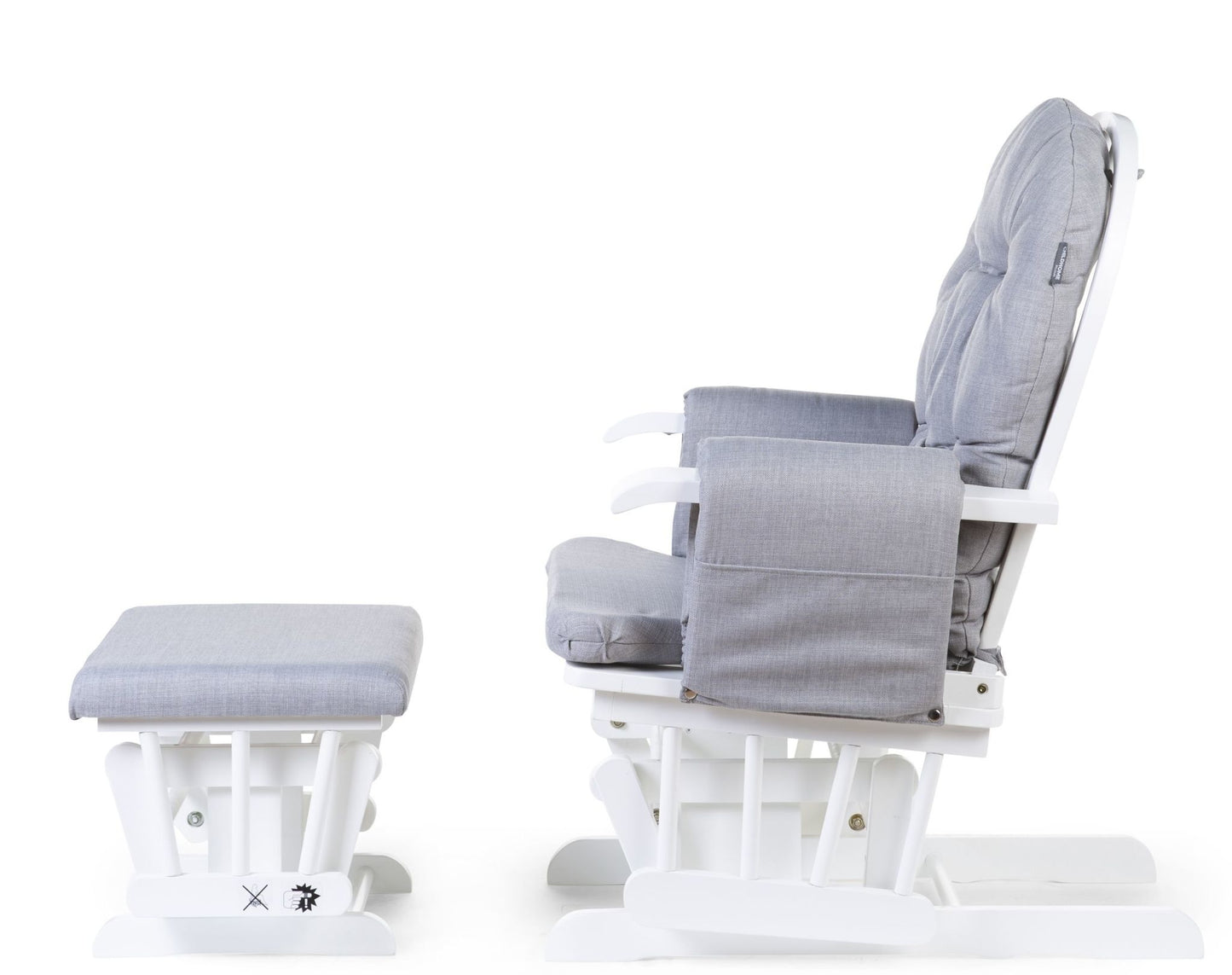 Gliding Chair Schommelstoel Rond Met Voetsteun - Hout Canvas - Grijs
