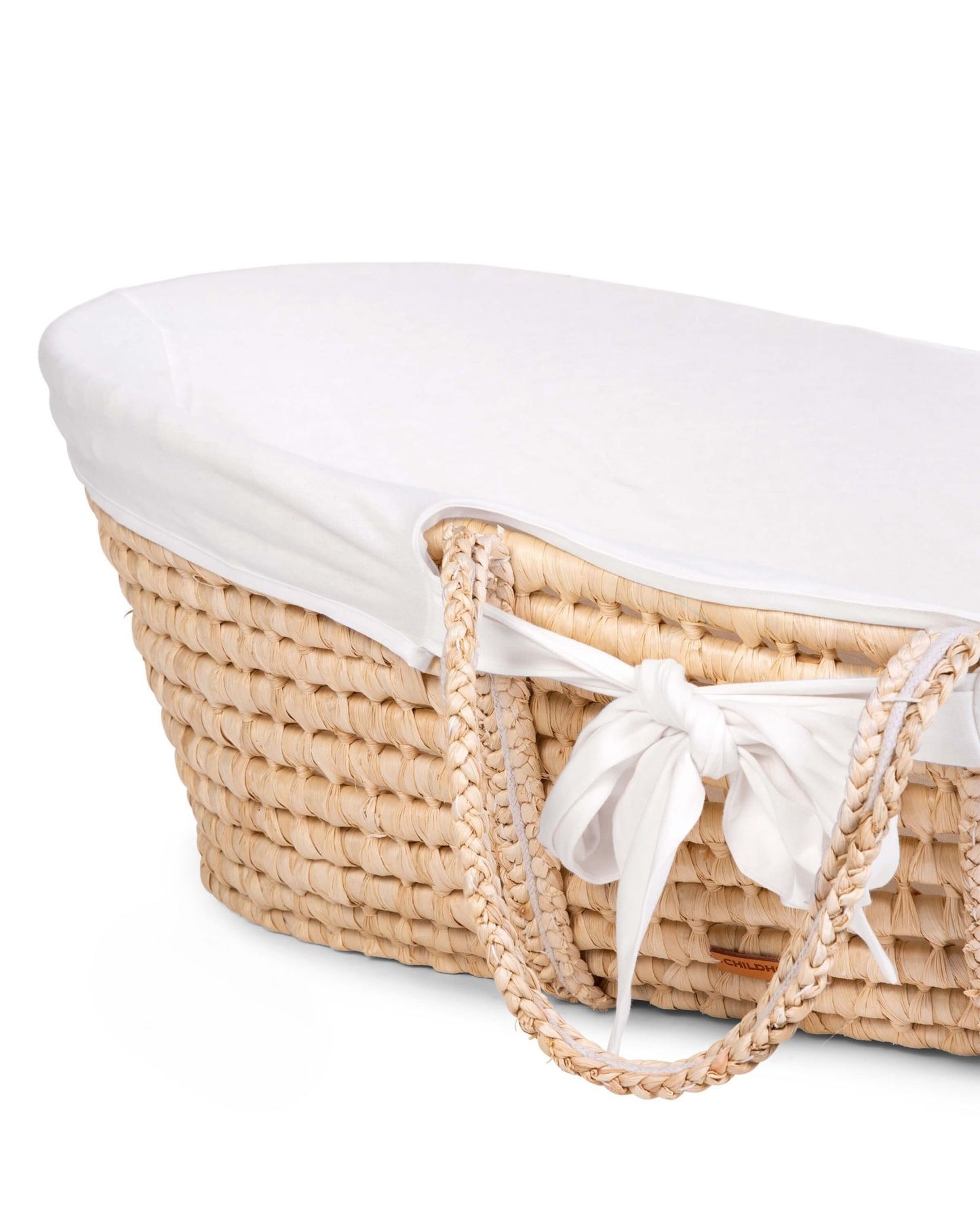 Moses Mand + Handvaten + Matras - Zacht Maïsschil - Naturel + Jersey Bekleding Ecru