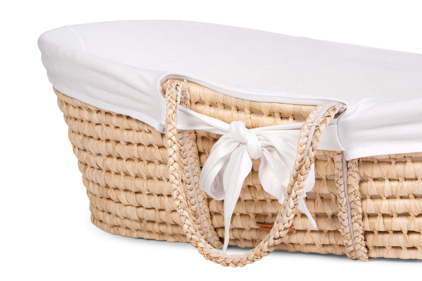 Moses Mand + Handvaten + Matras - Zacht Maïsschil - Naturel + Jersey Bekleding Ecru
