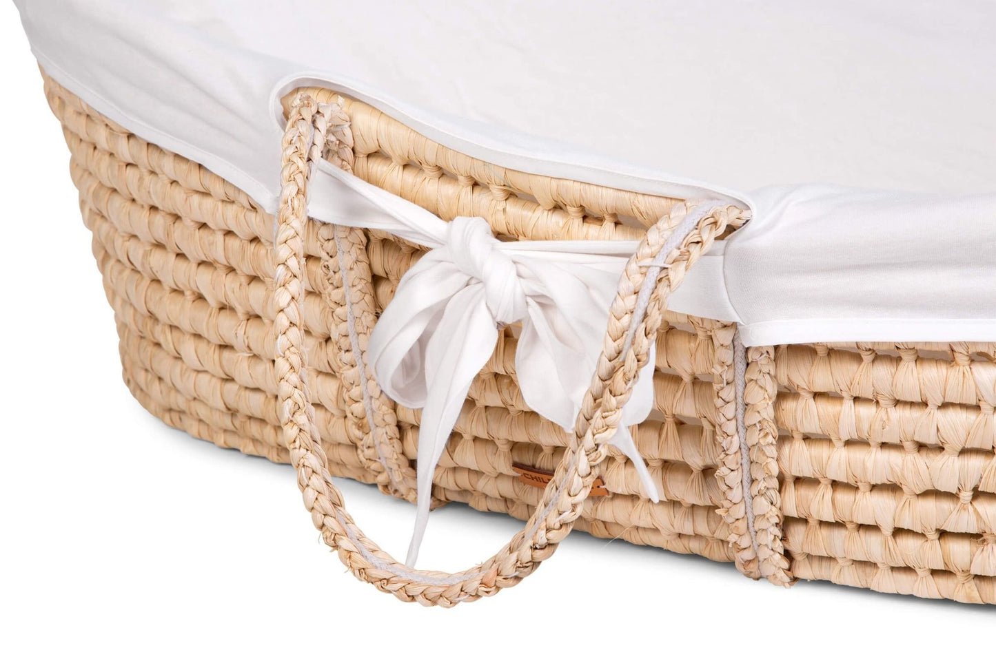 Moses Mand + Handvaten + Matras - Zacht Maïsschil - Naturel + Jersey Bekleding Ecru