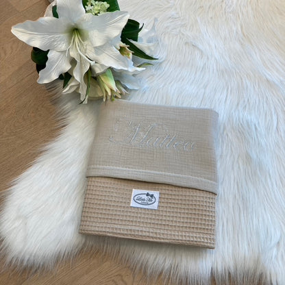 Warm Wafel Zomerdekentje met naam | Gepersonaliseerde | Warm Sand