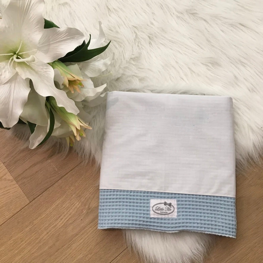 Warm Wafel Lakentje met naam | Gepersonaliseerde | Sky Blue