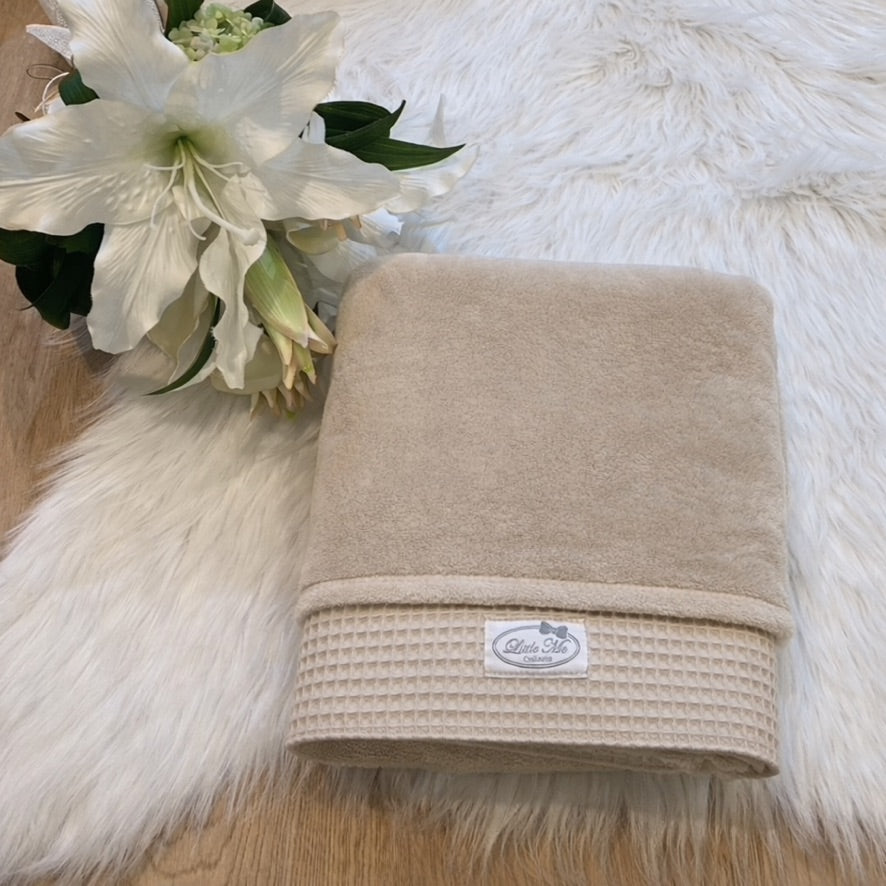 Warm Wafel Winterdekentje met naam | Gepersonaliseerde | Warm sand