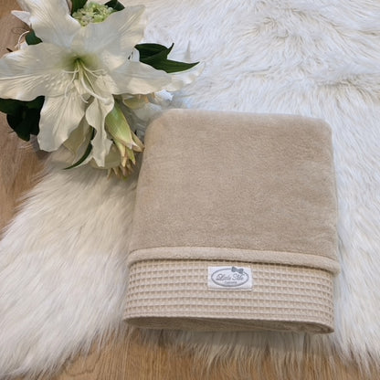 Warm Wafel Winterdekentje met naam | Gepersonaliseerde | Warm sand