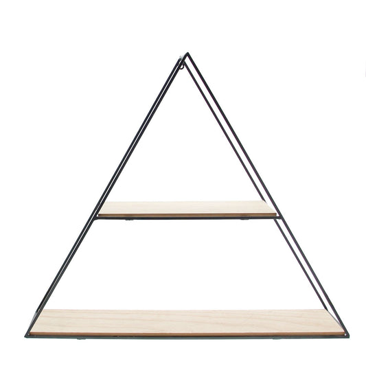 2-traps driehoek in zwart metaal en naturel hout GM