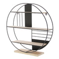 3-trap rond in zwart metaal en naturel hout op voet