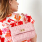 Bag stitching gold and pink details