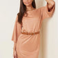 T-shirt dress with shiny coating Brown