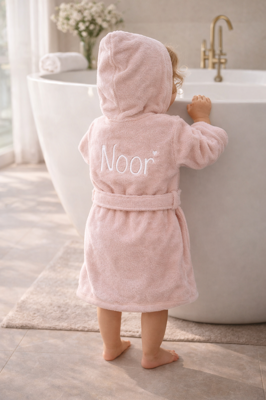 Baby badjas met naam | Gepersonaliseerde | Powder blush