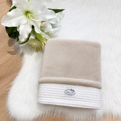 Warm Wafel Winterdekentje met naam | Gepersonaliseerde | Soft Cloud/Warm Sand