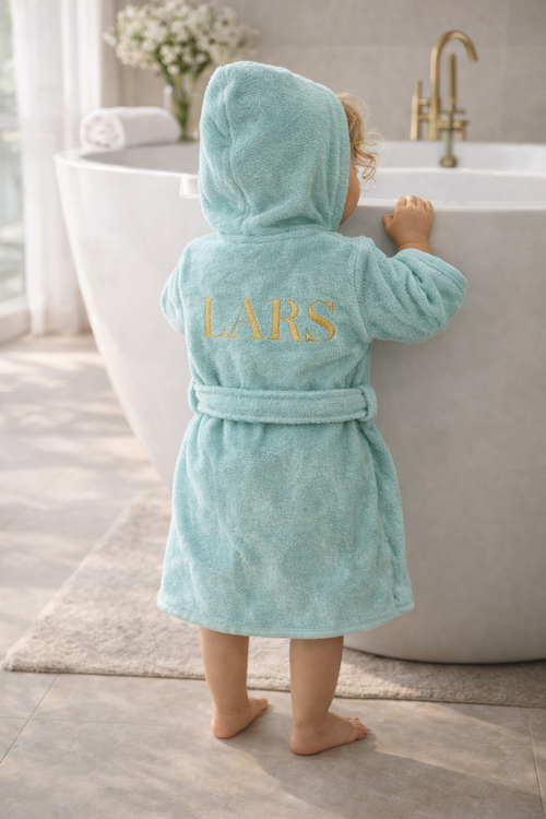 Baby badjas met naam | Gepersonaliseerde | soft mint