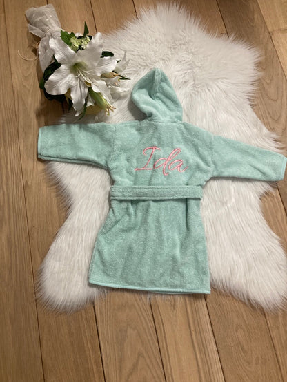 Baby badjas met naam | Gepersonaliseerde | soft mint